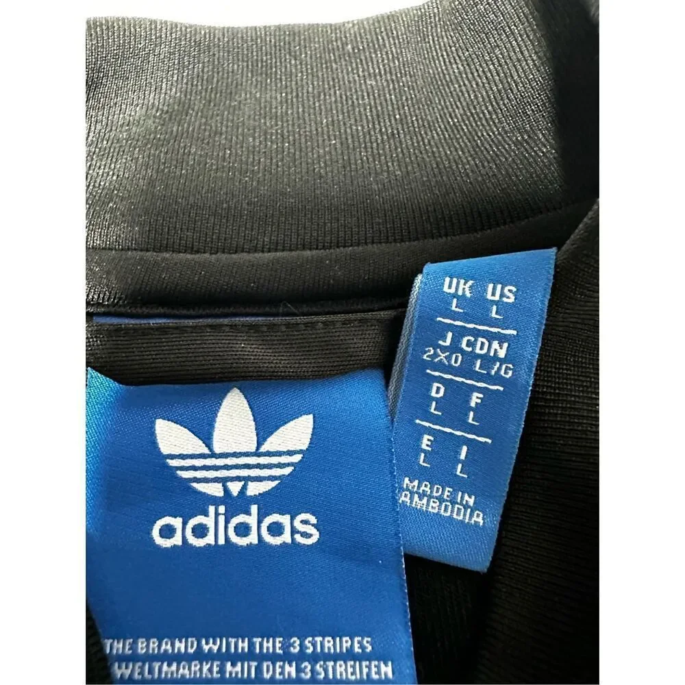 Adidas Men’s Track Full Zip Black White Logo Size L